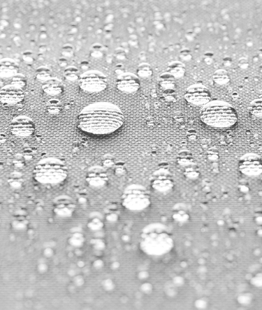 Szary wodoodporny materiał Ecotent® z kropelkami.