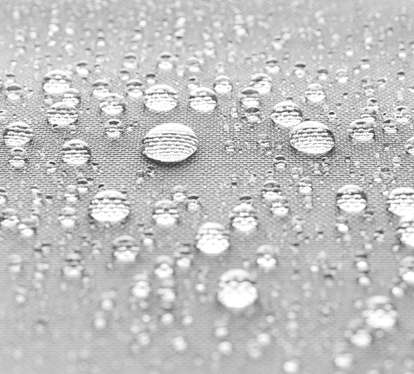 Szary wodoodporny materiał Ecotent® z kropelkami.